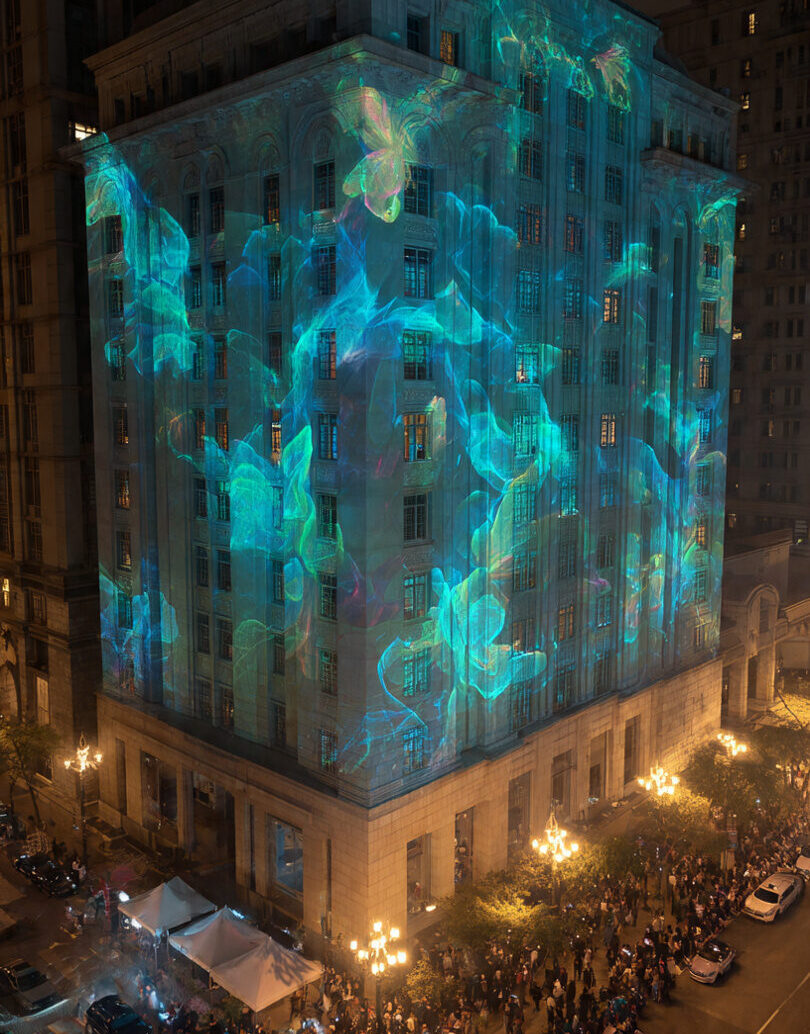 evento con l seres de color azul turquesa (1)